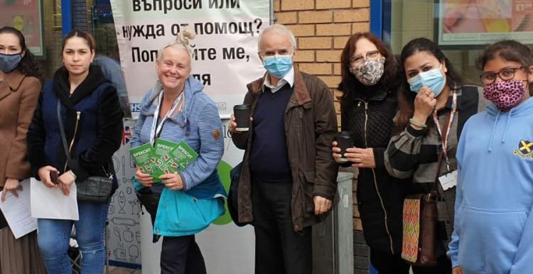 Sue-Jane and members of the community standing on the street