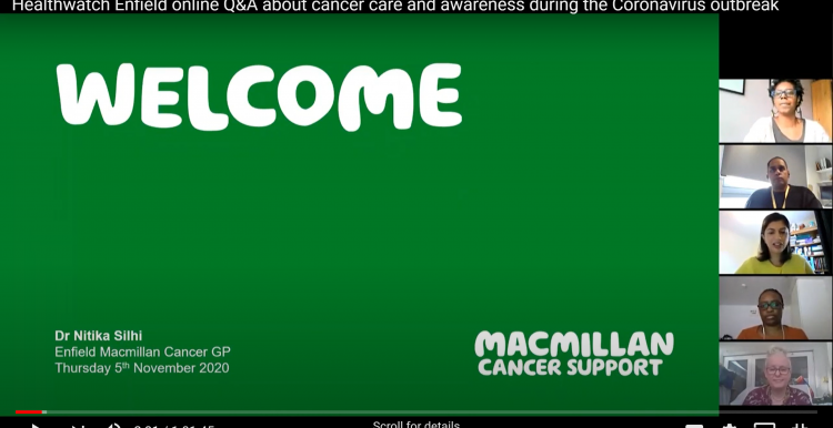 Screen shot from our online event about cancer care and awareness