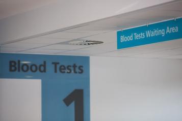 A sign saying Blood Test in a hospital